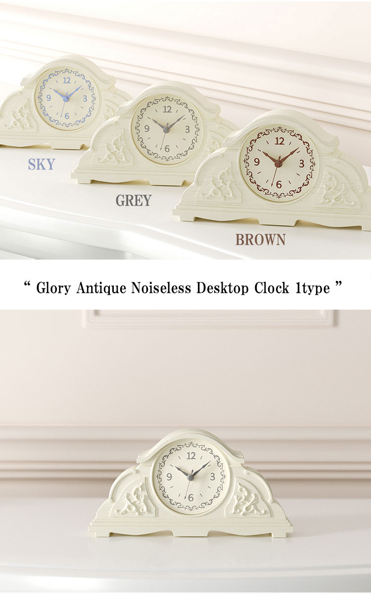 ティックトック 置き時計 TickTock 正規販売店 Glory Antique Noiseless Desktop Clock 1type グローリー アンティーク ノイズレス 卓上時計 1タイプ SKY スカイ GREY グレー BROWN ブラウン 8633704061 ACC [2]