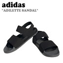 アディダス サンダル adidas メンズ レディース ADILETTE SANDAL アディレッタ サンダル CORE BLACK コア ブラック GREY FIVE グレー ファイブ HP3007 シューズ 【中古】未使用品