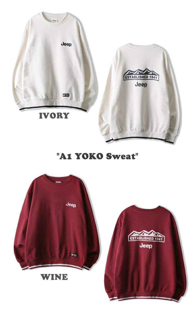 ジープ トレーナー Jeep メンズ レディース A1 YOKO Sweat ヨコ スウェット MELANGE WHITE メランジ ホワイト BLACK ブラック IVORY アイボリー WINE ワイン GREEN グリーン NAVY ネイビー JO5TSU833MW/BK/IV/WI/GN/NA ウェア