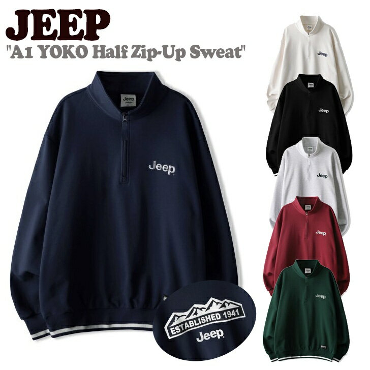Rakuten - ジープ トレーナー Jeep メンズ レディース A1 YOKO Half Zip-Up Sweat ヨコ ハーフ ジップ アップ スウェット IVORY アイボリー BLACK ブラック MELANGE WHITE メランジ ホワイト WINE ワイン GREEN グリーン NAVY ネイビー JO5TSU834IV/BK/MW/WI/GN/NA ウェア