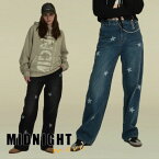 ミッドナイトムーブ 正規販売店 パンツ MIDNIGHT MOVE star denim pants スター デニムパンツ BLUE ブルー BLACK ブラック 23fw56/57 ウェア