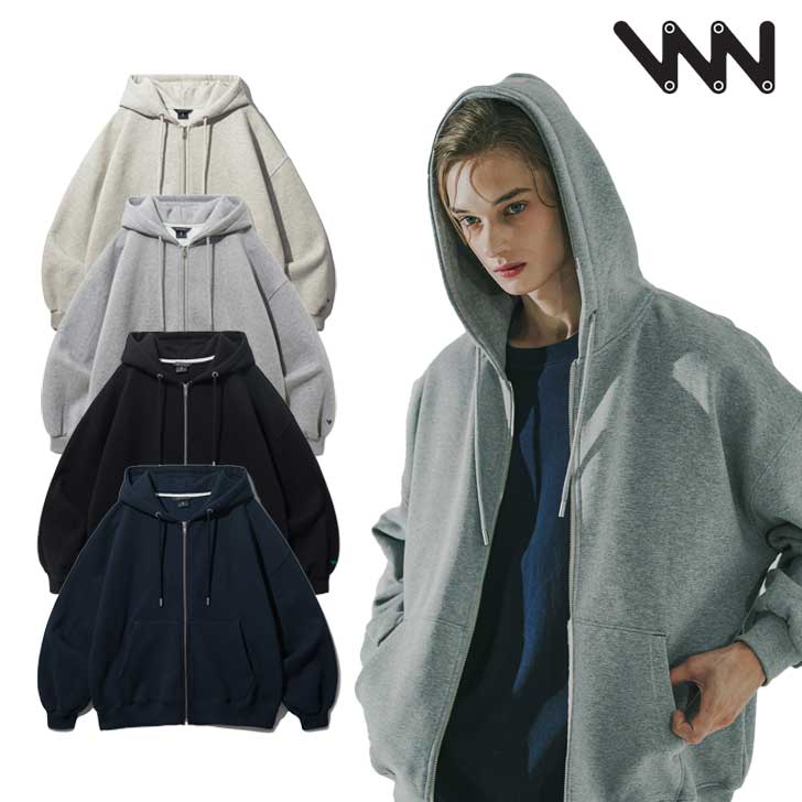 WVプロジェクト パーカ WV PROJECT 正規販売店 Canie Hood Zip-up カニ フード ジップアップ GRAY グレー NAVY ネイビー OATMEAL オートミール BLACK ブラック 裏起毛 MJHD7627 ウェア