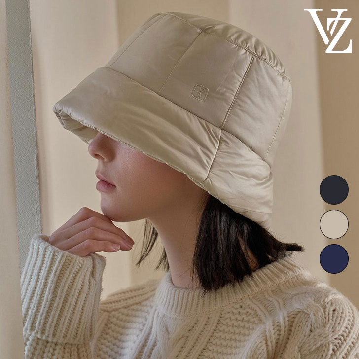 樂天商城 - バザール バケットハット VARZAR 正規販売店 VA Square Padding Bucket Hat スクエア バディング バケット ハット BEIGE ベージュ NAVY ネイビー BLACK ブラック 韓国帽子 バザール帽子 人気帽子 ダウン帽子 冬用帽子 varzar1183/4/5 ACC