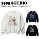 1993スタジオ トレーナー 1993 STUDIO Welcome Repair Sweatshirt ウェルカム リペア スウェット シャツ Oat Beige Navy Black 93233TMT100205/219/222 ウェア