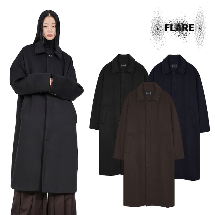ڹ/Źۥե쥢å  FLARE UP  ǥ Oversized Wool Balmacaan Long Coat С  Хޥ 󥰥 BLACK ֥å NAVY ͥӡ BROWN ֥  FL-010 
