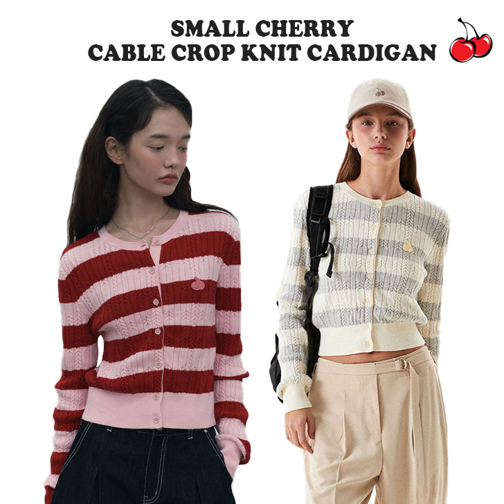 キルシー アウター KIRSH 正規販売店 SMALL CHERRY CABLE CROP KNIT CARDIGAN スモール チェリー ケーブル クロップ ニット カーディガン PINK ピンク BLACK ブラック IVORY アイボリー BEIGE ベージュ KKSSCCD501M ウェア