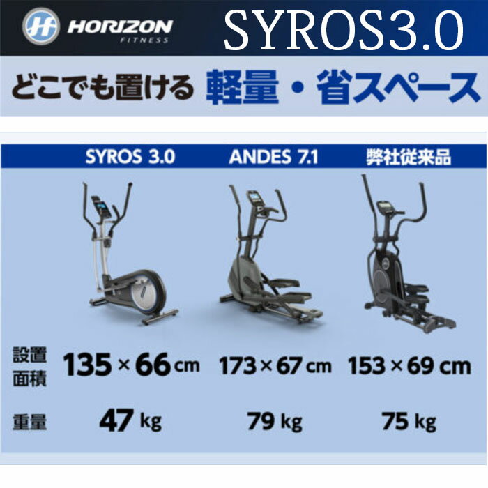 [組立設置無料 専用静音マット付 送料無料] クロストレーナー 有酸素運動 ジョンソン SYROS3.0 家庭用 ホライズン ジョンソンヘルステック正規品 @ZONE/ZWIFT対応 ダイエット 全身運動 上半身 下半身トレーニング フィットネス ステッパー 3