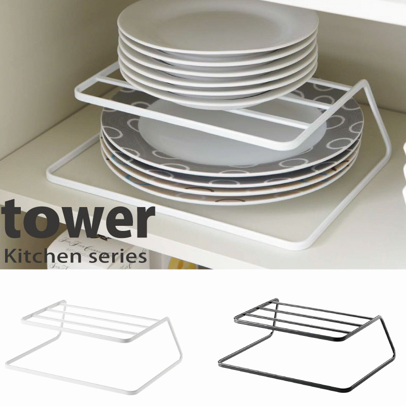 乐天商城 - 食器ラック TOWER ディッシュストレージ タワー 食器収納 TOWER 食器棚　収納 選べる2色 ホワイト ブラック