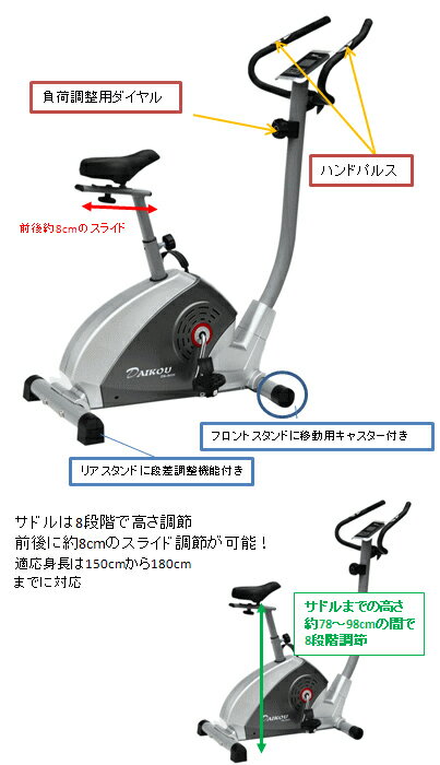 エアロバイク アップライトバイク DK-8606 【大広】【送料無料】【エアロバイク】【健康器具】【ダイエット器具】