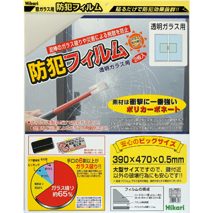 防犯フィルム 2枚入 光　窓 窓ガラス ガラス 防犯フィルムシール 台風 飛散防止 防犯 防災 対策 防犯対策