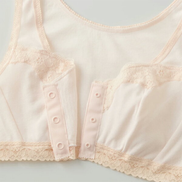 快適工房　婦人 前あきラクブラ KQ8955 グンゼ ブラジャー 前あき 綿100％ フロント ブラ クリップボタン ボタン 綿100 前あきブラ レース 下着 ノンワイヤー 敬老の日 ギフト