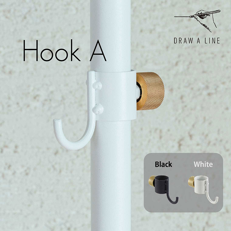  つっぱり棒 突っ張り つっぱり ラック 壁面収納 壁面ラック スリム ドローアライン DRAW A LINE Hook フック A ブラック ホワイト 黒 白 色 おしゃれ 北欧 DIY かっこいい 男前