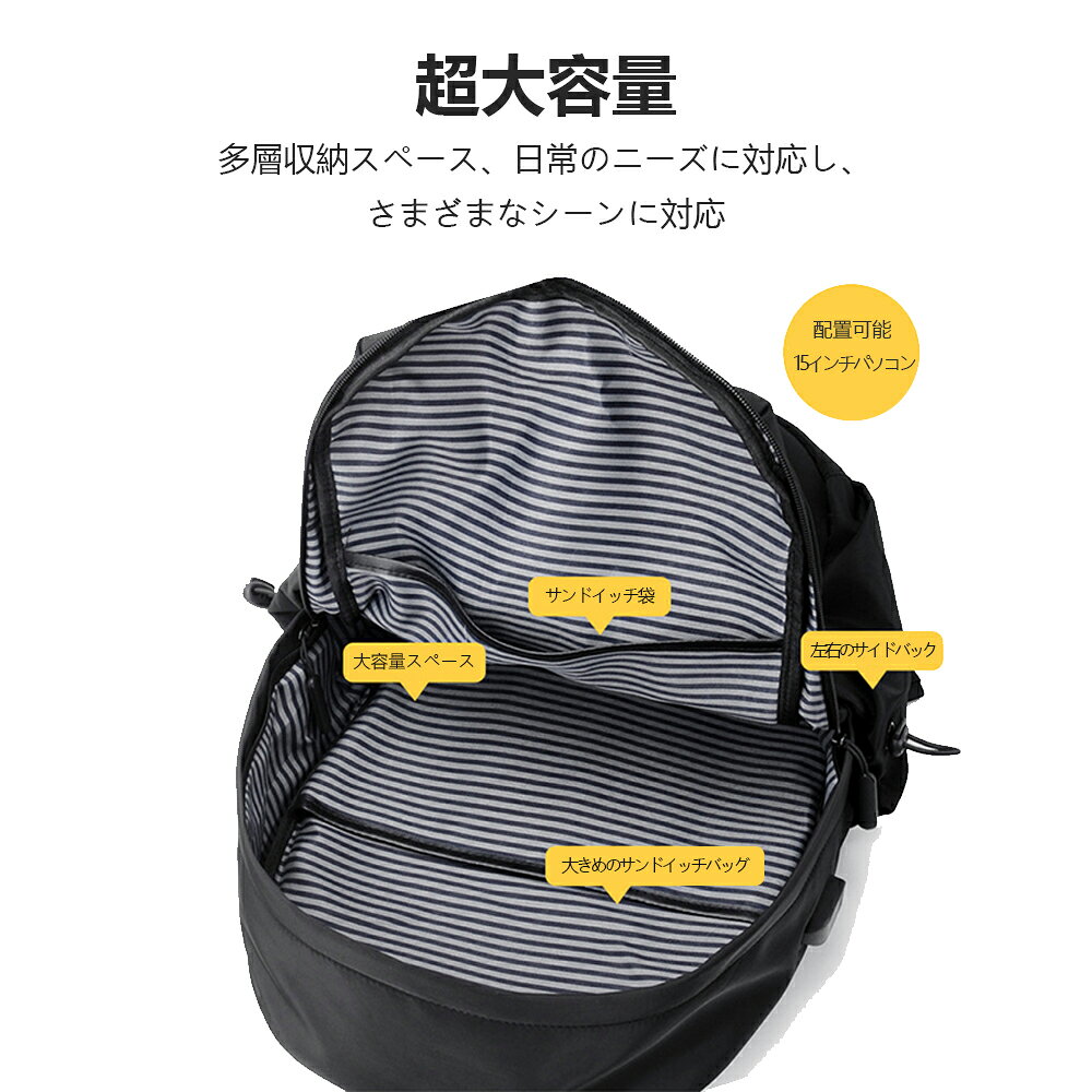 大容量 軽く感じる ビジネス リュック 防水 レインカバー チェストベルト 付属 メ...