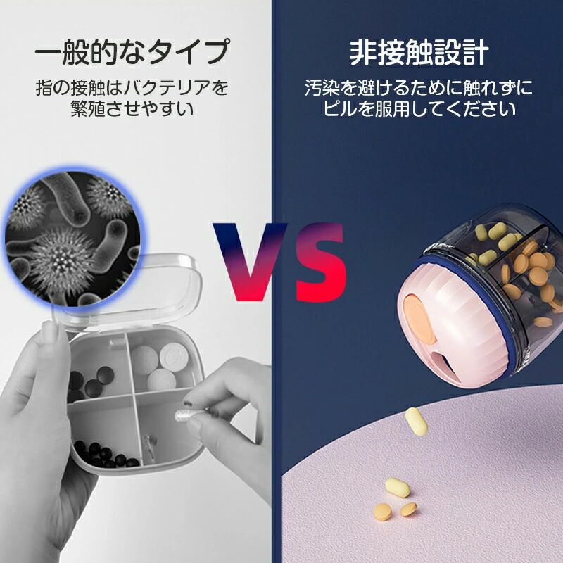 アップアップストアの薬ケース 薬ケース ピルケース 薬収納 帯用 薬入れ 薬ケース おしゃれ 薬箱 1週間 大容量 携帯1日4回 サプリメントケース 錠剤入 かわいい 4分割 【ランキング第一位】ピルケース 飲み忘れ防止 仁丹ケース｜アングル2