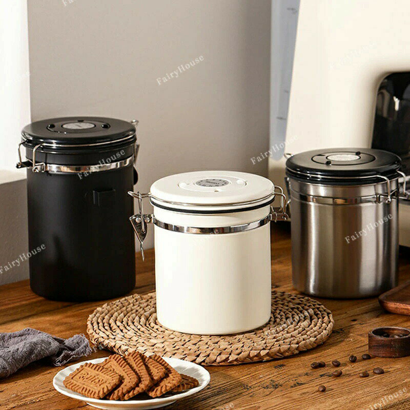 乐天商城 - 茶筒 コーヒー豆 お菓子 コーヒーキャニスター 防湿保存缶 貯蔵タンク お茶 密封容器 豆 キッチン用品 ＼送料無料／ 日付表示 糖 挽いたもの 気密 保存容器 バルブ 大容量 スプーン付き