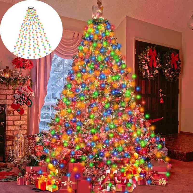 2022最新 LED イルミネーションライト クリスマス 飾り ライト クリスマスツリーライト ストリングライト 280電球 8種点灯モード2m*8本 記憶機能 ドレープライト カーテンライト RGB