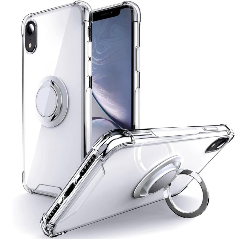 SHIELDS UP iPhone XR 用ケース iPhone 10r ケース リング付き 耐衝撃 すり傷防止『四隅がエアクッション構造』スタンド機能 軽量 薄型 TPU ソフト 透明 ケース 6.1インチ アイフォンxr 携帯カバー -ク