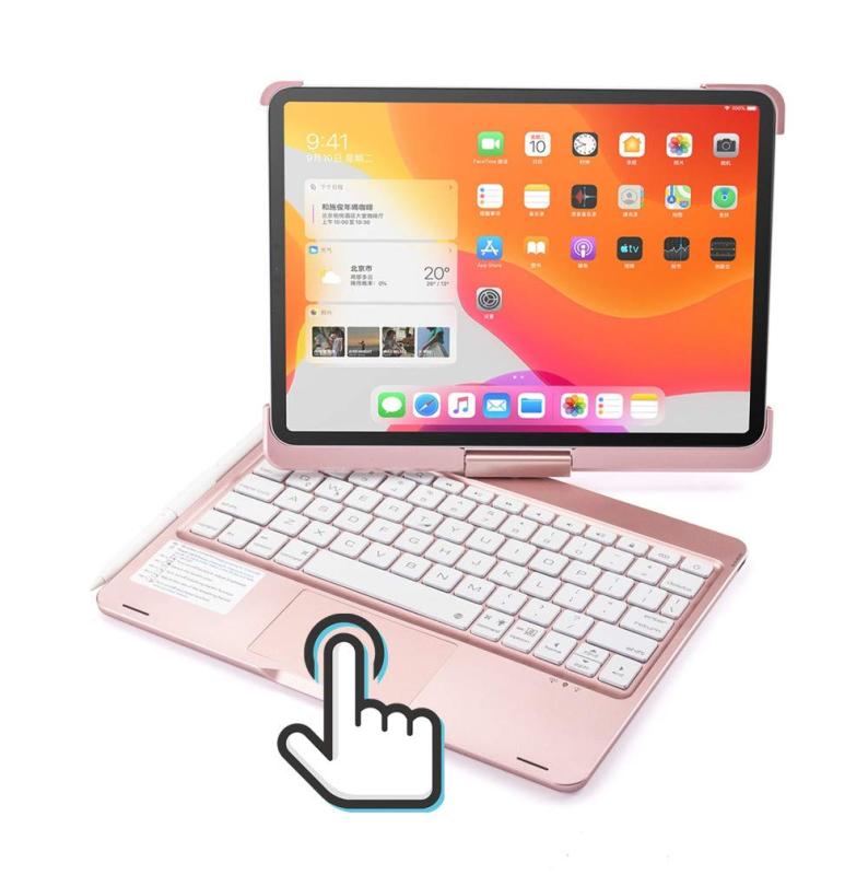 アップアップストアのiPadAir4 キーボードケース タッチパット バックライト 360度回転 Apple Pencil 収納 充電 折り畳み iPad Air4 10.9インチ iPadPro11 2018 2020 11インチ キーボード アイパッドエア4 カバー 一｜アングル2