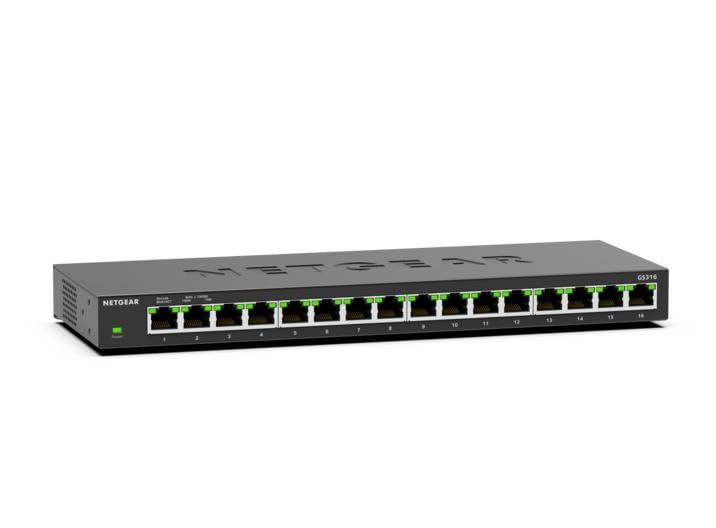 NETGEAR 卓上型コンパクト アンマネージスイッチングハブ GS316 ギガビット 16ポート 静音ファンレス 省電力設計