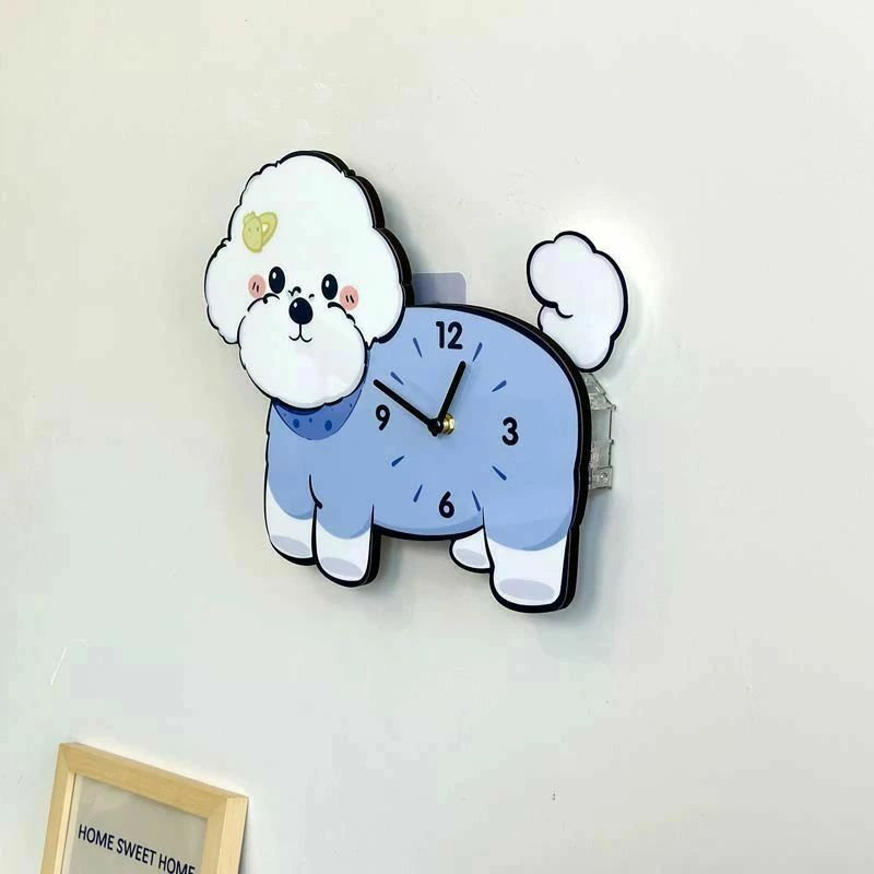 掛け時計 静音 壁掛け時計 30*40cm 犬モビールクロック 振り子時計 しっぽが左右に揺れる プードル シンプル かわいい キュート おしゃれ 小屋 子供 子供部屋 幼稚園 小学 インテリア 新築祝い 新生活 プレゼント 3