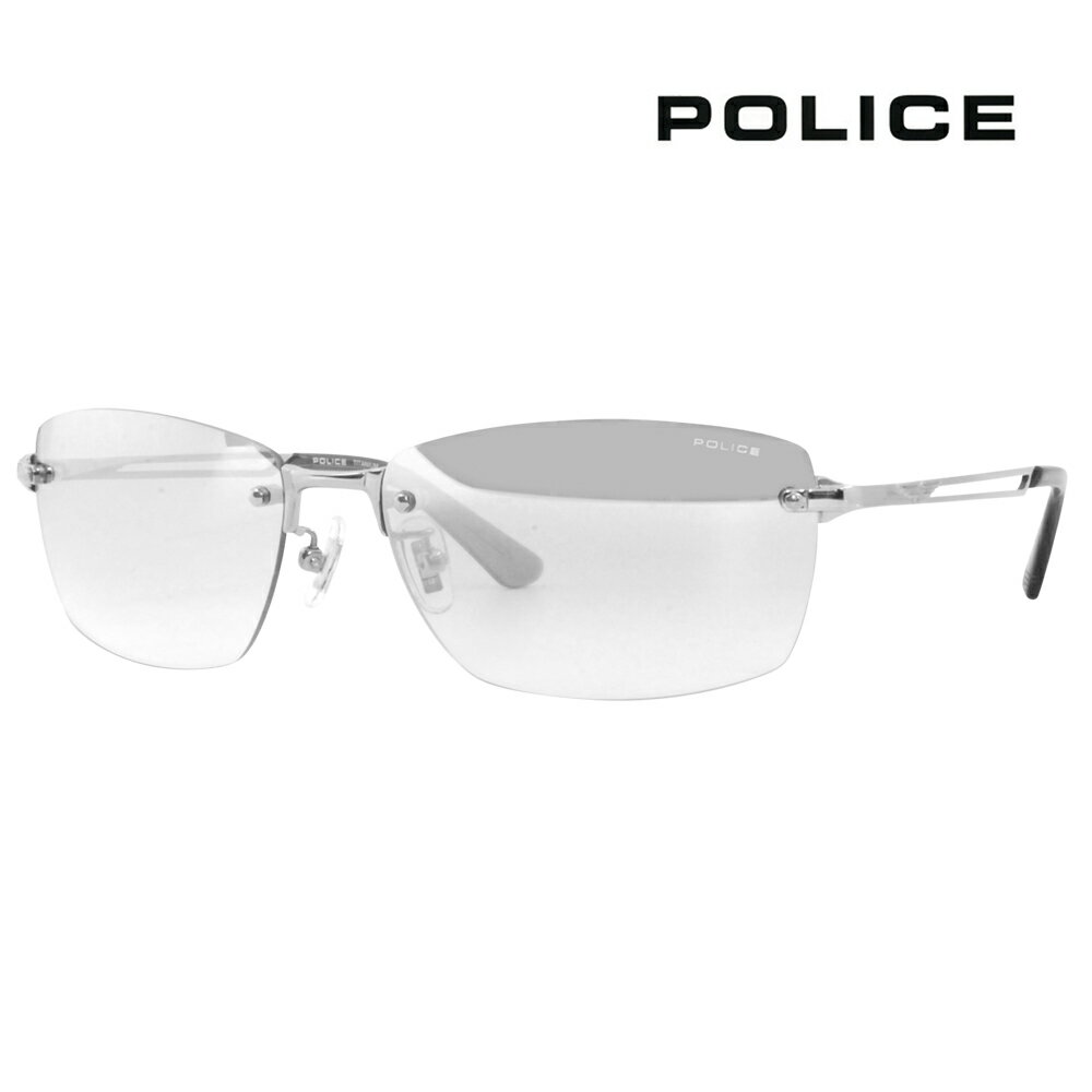 復刻別注モデルポリス メガネ サングラス 伊達メガネ 眼鏡 SPLG39J 583X 60 POLICE 2023年モデル WIND ウィンド ツーポイント フチなし メンズ スクエア チタニウム ミラー