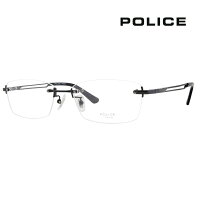 【正規品販売店】ポリス メガネ フレーム VPLL39J 0530 55 POLICE 2023年モデル メンズ スクエア リムレス ツーポイント 縁なし チタニウム 伊達眼鏡 メガネ