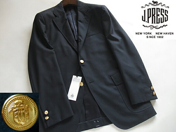 【SALE】 オンワード樫山正規品春夏モデル J.プレス 定番 金釦紺ブレザーJ.PRESS NEWZEALAND PEPPIN MERINO ウールジャケット 定価56,100円（税込み）