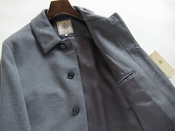 SALE 防寒 オンワード樫山正規品 J.プレス J.PRESS メンズ カシミヤ混ウールステンカラーコート グレー定価86,900円(税込）