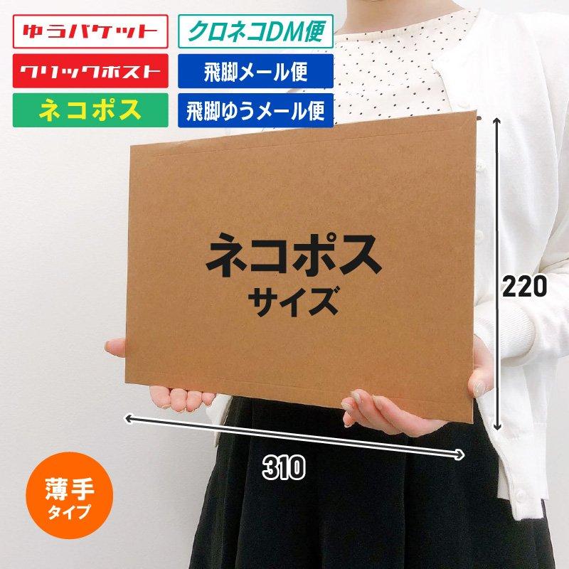 【200枚】厚紙封筒 (茶) ネコポスサイズ 310×220+50mm 250g/m2 (UF-AFK2B04) クラフト紙 テープのり付