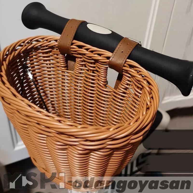 前かご ラタンバスケット 自転車 前掛けカゴ 前カゴ ミニ バスケット キッズ 子供用 自転車 バランスバ..