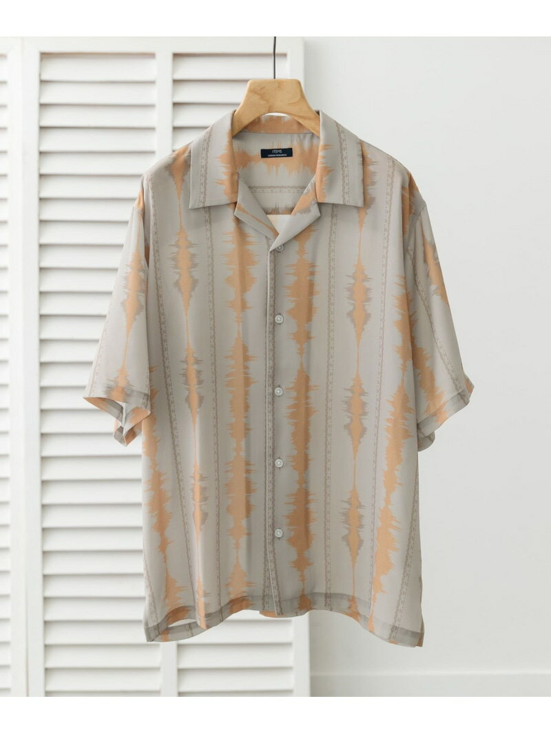 【SALE／28%OFF】デジタルストライププリント半袖シャツ URBAN RESEARCH ITEMS アーバンリサーチアイテムズ トップス シャツ・ブラウス ブラック グレー【RBA_E】【送料無料】[Rakuten Fashion]のサムネイル