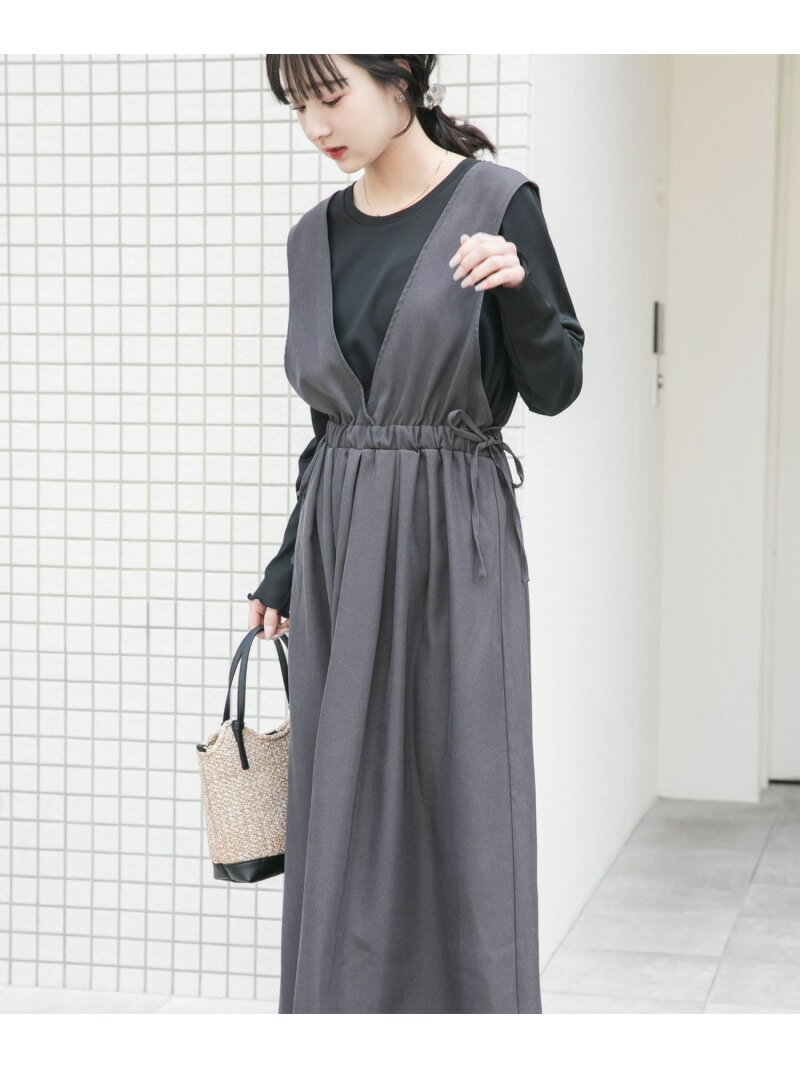 【SALE／30 OFF】ギャザージャンパースカート(ロングスリーブインナーセット) URBAN RESEARCH ITEMS アーバンリサーチアイテムズ ワンピース ドレス その他のワンピース ドレス グレー ブラック ブラウン【RBA_E】【送料無料】 Rakuten Fashion
