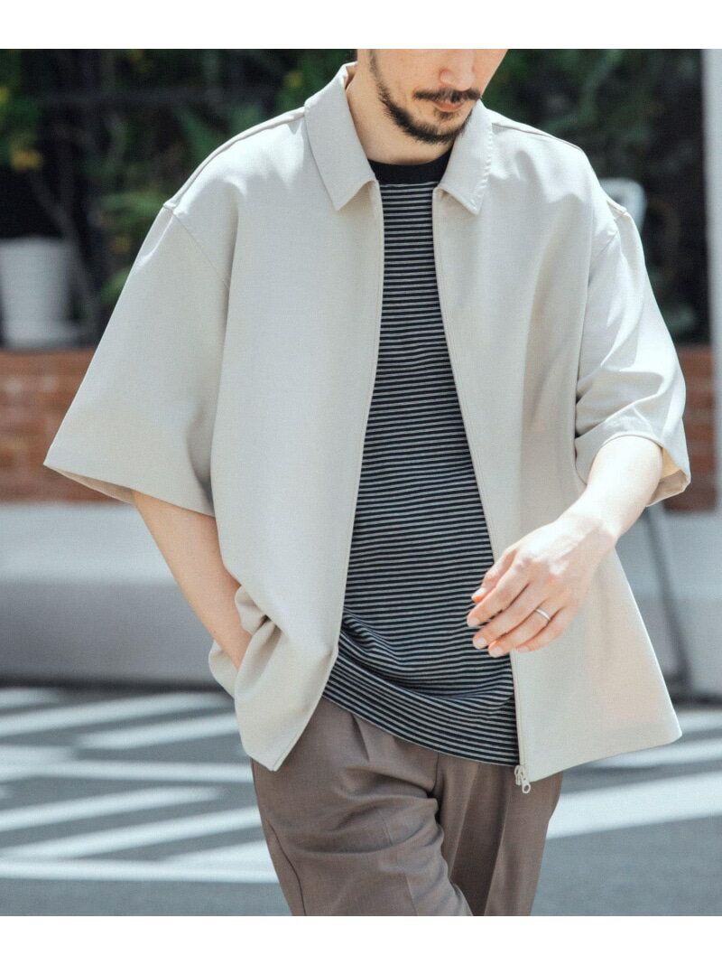 2WAYストレッチ半袖ジップアップシャツ URBAN RESEARCH ITEMS アーバンリサーチアイテムズ トップス シャツ・ブラウス グレー ブラック ネイビー ベージュ【先行予約】*【送料無料】[Rakuten Fashion]
