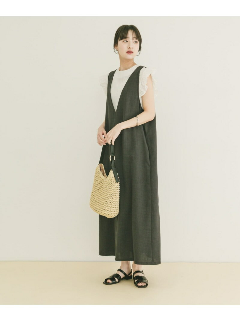 『イージーケア/接触冷感/UVカット』SMOOTH LINEN TOUCH ジャンスカ URBAN RESEARCH ITEMS アーバンリサーチアイテムズ ワンピース ドレス ジャンパースカート ブラウン グレー【送料無料】 Rakuten Fashion