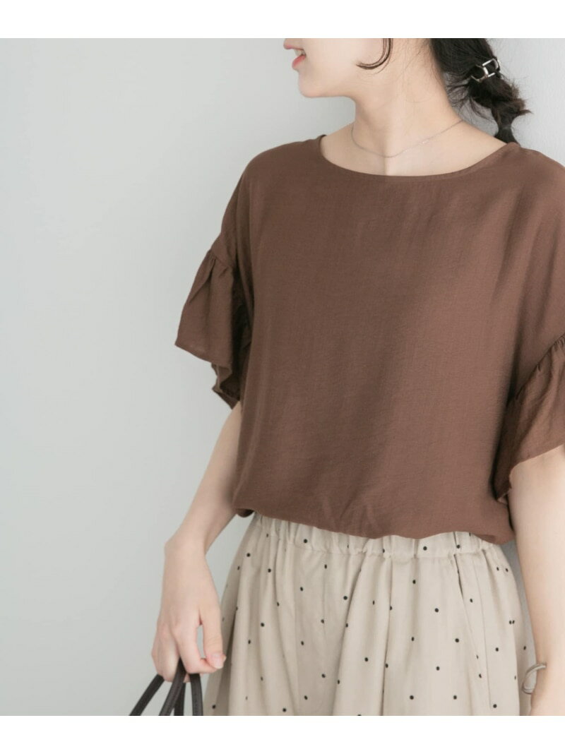 袖フリルブラウス URBAN RESEARCH ITEMS アーバンリサーチアイテムズ トップス シャツ・ブラウス ブラック ホワイト ブラウン ブルー【先行予約】*【送料無料】[Rakuten Fashion]