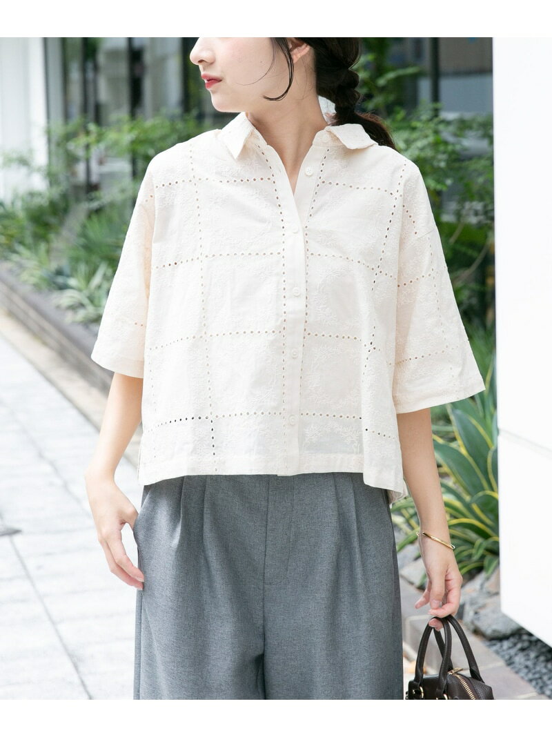 ブロックレースシャツ URBAN RESEARCH ITEMS アーバンリサーチアイテムズ トップス シャツ・ブラウス ブラック ホワイト【先行予約】*【送料無料】[Rakuten Fashion]