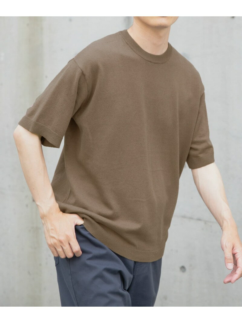 【SALE／40%OFF】コットンリネンクルーネックサマーニット URBAN RESEARCH ITEMS アーバンリサーチアイテムズ トップス ニット ブラッ..