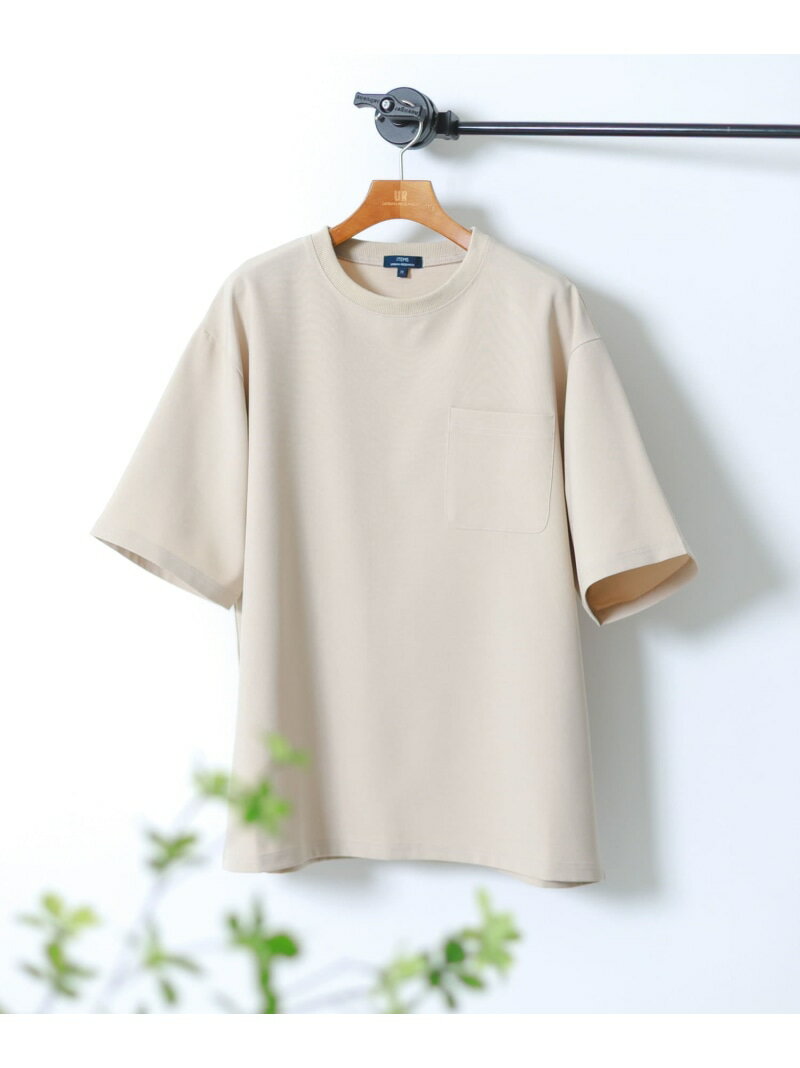 2wayストレッチクルーネック布帛Tシャツ URBAN RESEARCH ITEMS アーバンリサーチアイテムズ トップス カットソー・Tシャツ ブラック ネイビー ベージュ グレー【先行予約】*【送料無料】[Rakuten Fashion]