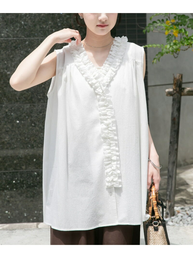 2WAYフリルブラウス URBAN RESEARCH ITEMS アーバンリサーチアイテムズ トップス シャツ・ブラウス ホワイト ブラック【先行予約】*【送料無料】[Rakuten Fashion]