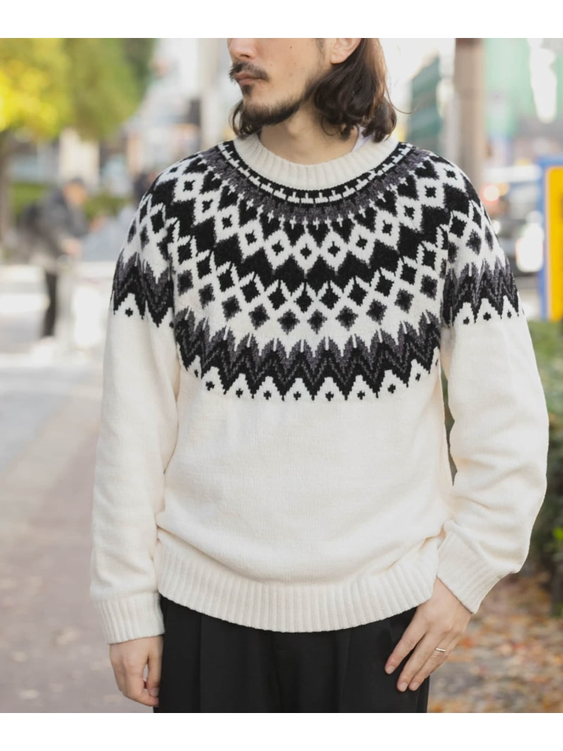 真冬の正解 求心柄 モール ニット URBAN RESEARCH ITEMS アーバンリサーチアイテムズ トップス ニット グレー ブラック ホワイト ネイビー【送料無料】[Rakuten Fashion]