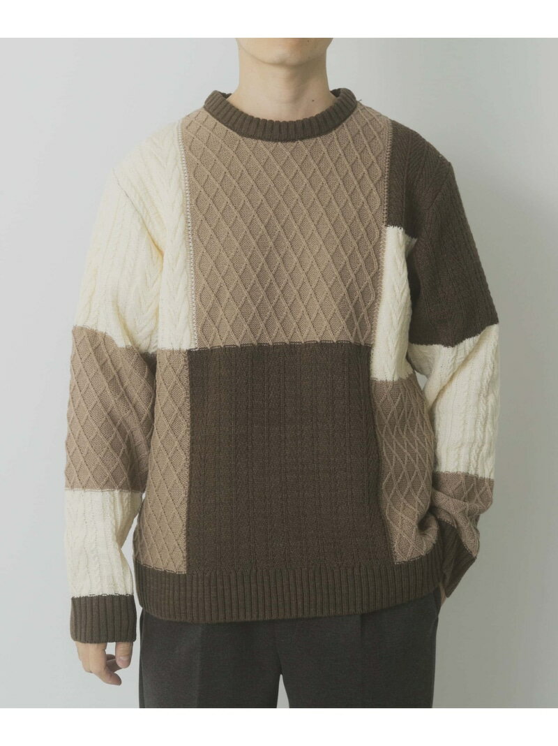 Crew Neck - 【SALE／40%OFF】編地切替 クルーネック ニット URBAN RESEARCH ITEMS アーバンリサーチアイテムズ トップス ニット ベージュ ブラック【RBA_E】【送料無料】[Rakuten Fashion]