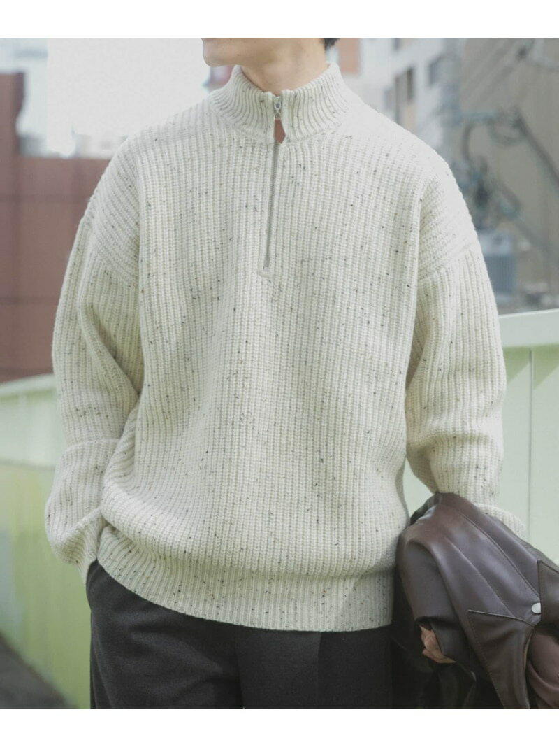 【SALE／37%OFF】ウール混 ハーフジップ モックネックニット URBAN RESEARCH ITEMS アーバンリサーチアイテムズ トップス ニット ホワイト ブラック ネイビー【RBA_E】【送料無料】[Rakuten Fashion]