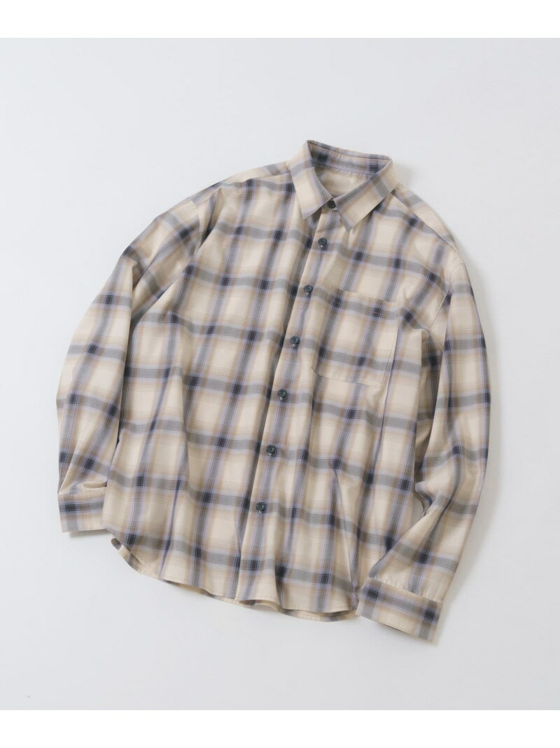 【SALE／9%OFF】オンブレチェックレギュラーカラーライトシャツ URBAN RESEARCH ITEMS アーバンリサーチアイテムズ トップス シャツ・ブラウス ブルー ベージュ ブラック【RBA_E】【送料無料】[Rakuten Fashion]