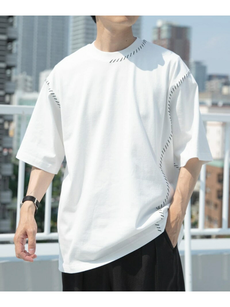 【SALE／40%OFF】ブランケットステッチクルーネックTシャツ URBAN RESEARCH ITEMS アーバンリサーチアイテムズ トップス カットソー・Tシャツ ホワイト ブラウン ブラック【RBA_E】[Rakuten Fashion]