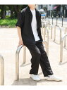 クレープオープンカラーシャツ+パンツSET URBAN RESEARCH ITEMS アーバンリサーチアイテムズ トップス シャツ・ブラウス ブラック ブラウン...