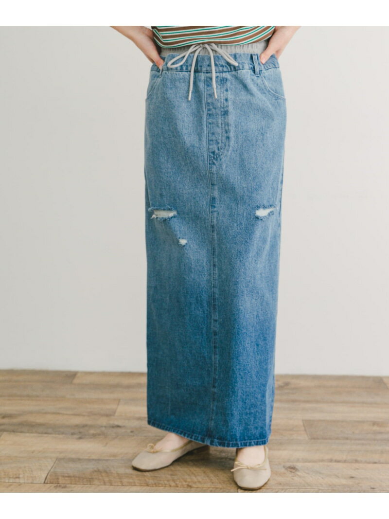 【SALE／69%OFF】ダブルウエストデニムスカート URBAN RESEARCH ITEMS アーバンリサーチアイテムズ スカート その他のスカート ブラック【RBA_E】[Rakuten Fashion]