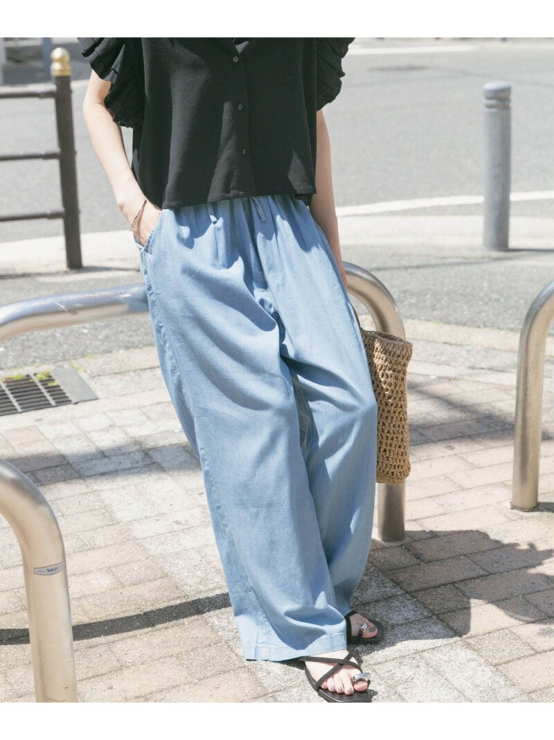【SALE／10%OFF】『洗濯可』レーヨンデニムワイドパンツ URBAN RESEARCH ITEMS アーバンリサーチアイテムズ パンツ ジーンズ・デニムパンツ ブラック ブルー【RBA_E】【送料無料】[Rakuten Fashion]