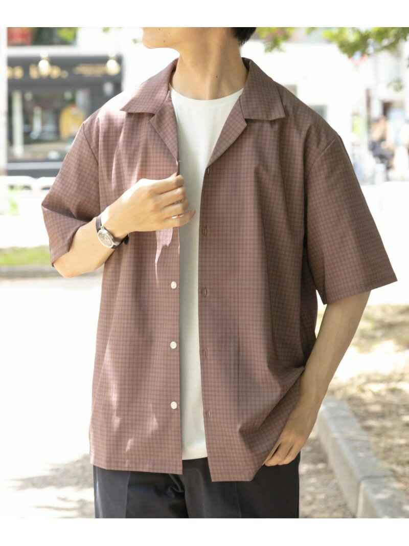 【SALE／60%OFF】Tattersall Open Collar shirts URBAN RESEARCH ITEMS アーバンリサーチアイテムズ トップス シャツ・ブラウス ブラウン ブラック【RBA_E】[Rakuten Fashion]