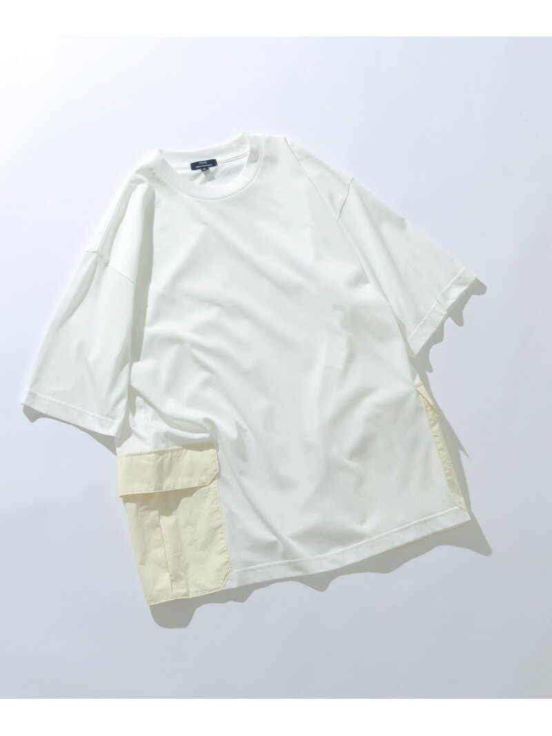 【SALE／10%OFF】サイドポケットキリカエクルーネックTシャツ URBAN RESEARCH ITEMS アーバンリサーチアイテムズ トップス カットソー・Tシャツ ピンク ベージュ ホワイト ブラック【RBA_E】【送料無料】[Rakuten Fashion]