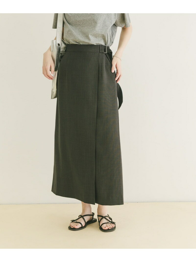 『イージーケア/接触冷感/UVカット』SMOOTH LINEN TOUCH ラップスカート URBAN RESEARCH ITEMS アーバンリサーチアイテムズ スカート ロング・マキシスカート ブラウン カーキグリーン グレー